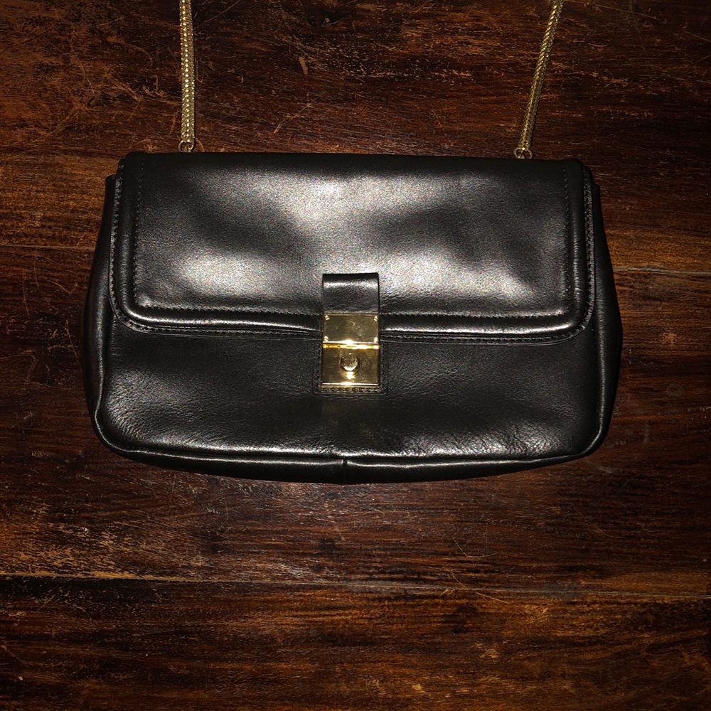 Isaac Mizrahi  Black and gold shoulder purse